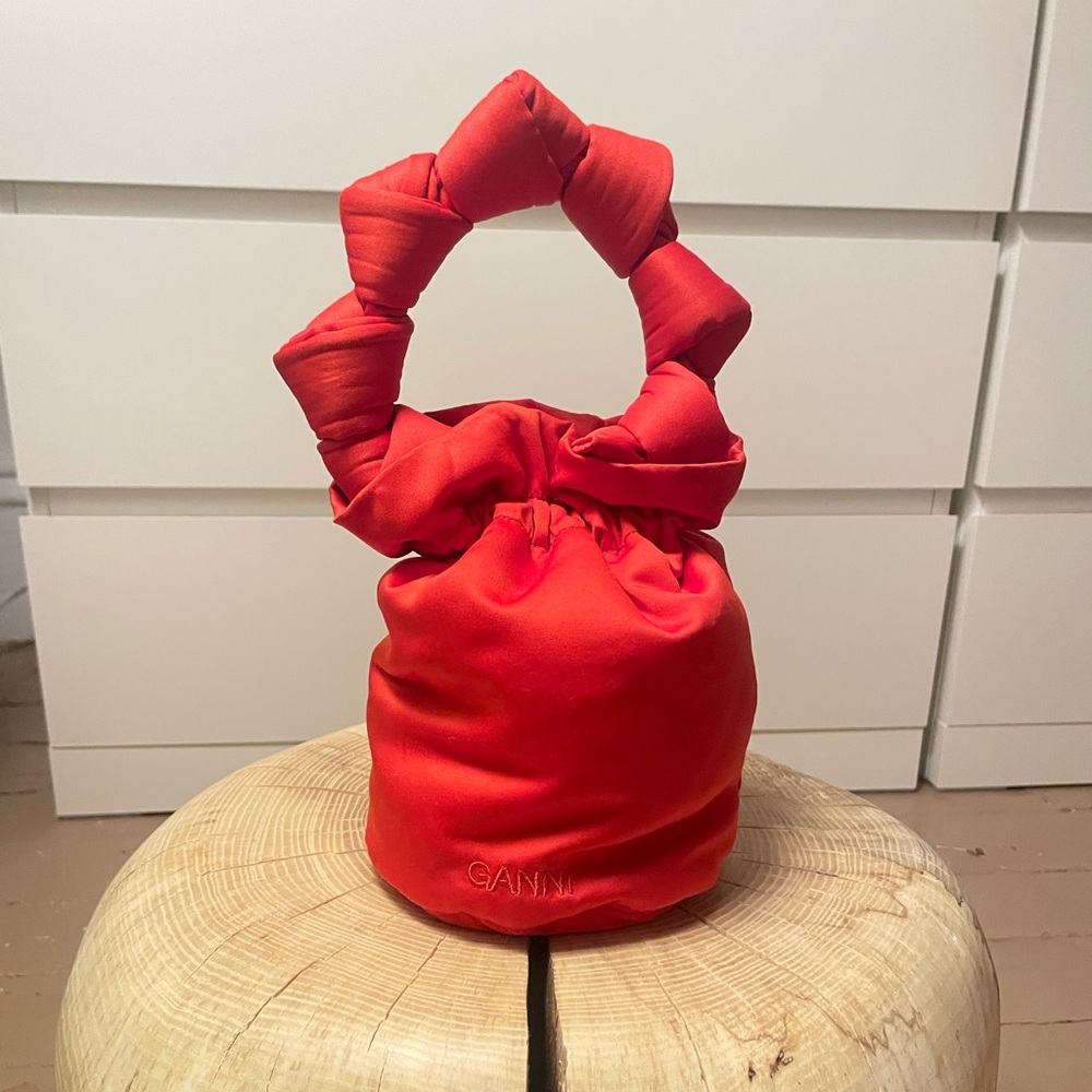 GANNI Red-Orange Mini Bucket Bag